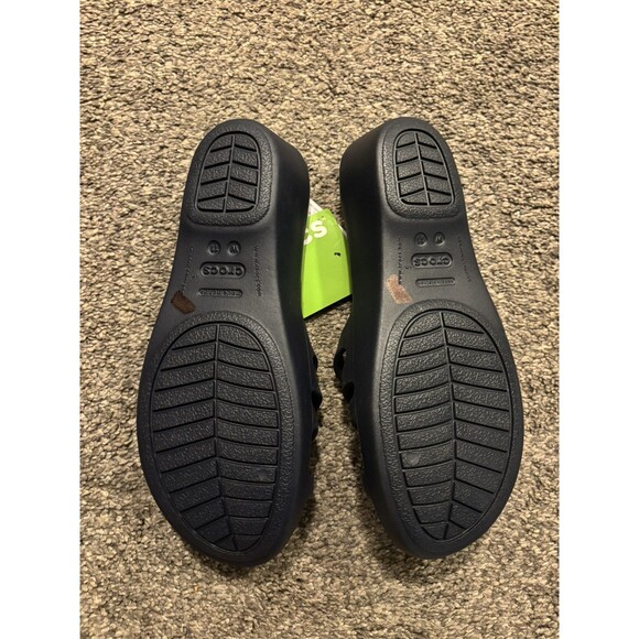 Crocs Rubber Rhonda Women Sandals Size 11 Navy Blue Wedge Slip On Slides - Picture 7 of 9